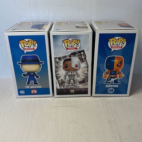 Funko Pop! DC Heroes Justice League CYBORG #212 The Question #476 Deathstroke #4 - Picture 7 of 8